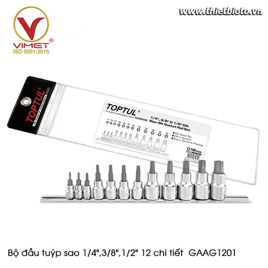 Bộ đầu tuýp sao 1/4",3/8",1/2" 12 chi tiết  GAAG1201