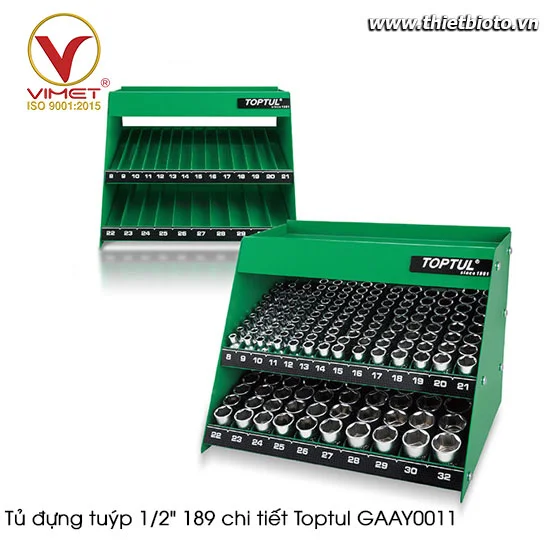 Tủ đựng tuýp 1/2" 189 chi tiết Toptul GAAY0011