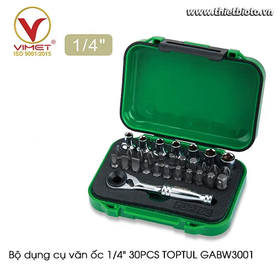 Bộ dụng cụ văn ốc 1/4" 30PCS TOPTUL GABW3001