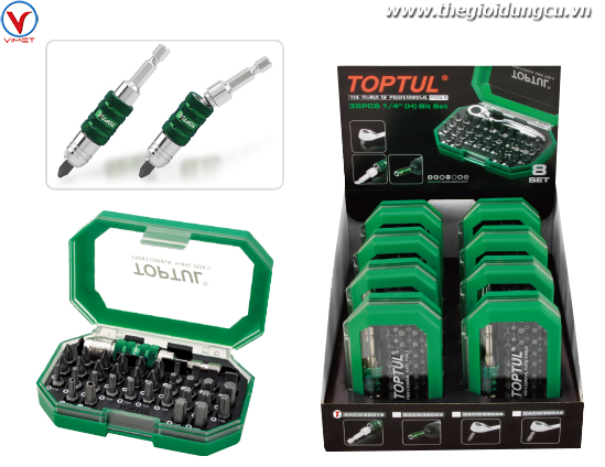 Bộ đầu nối lắt léo và mũi vít 1/4