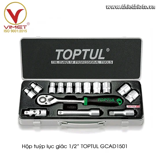 Hộp đầu tuýp 1/2" 15 chi tiết TOPTUL GCAD1501