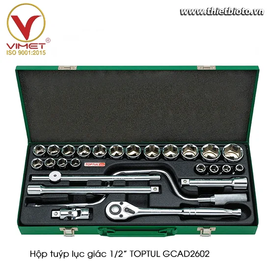 Hộp đầu tuýp 1/2" 26 chi tiết TOPTUL GCAD2602