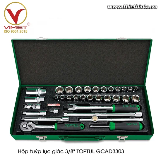 Hộp đầu tuýp 3/8" 33 chi tiết TOPTUL GCAD3303
