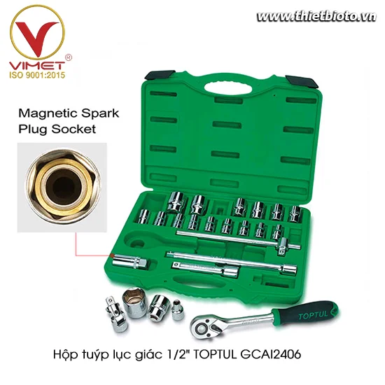 Hộp đầu tuýp 1/2" 24 chi tiết TOPTUL GCAI2406