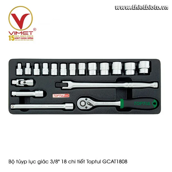 Bộ túyp lục giác 3/8" 18 chi tiết Toptul GCAT1808