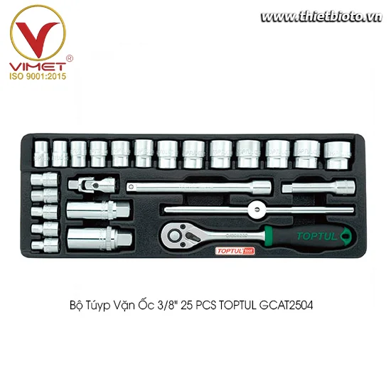 Bộ Túyp Vặn Ốc 3/8" 25 PCS TOPTUL GCAT2504