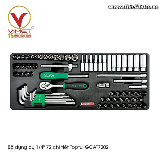 Bộ dụng cụ 1/4" 72 chi tiết Toptul GCAT7202