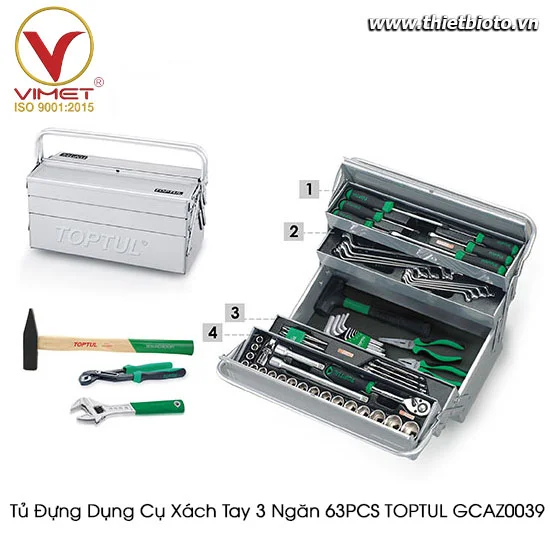 Hộp dụng cụ xách tay 63 chi tiết Toptul GCAZ0039