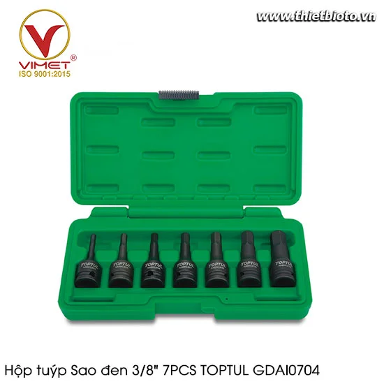 Hộp tuýp Sao đen 3/8" 7PCS TOPTUL GDAI0704
