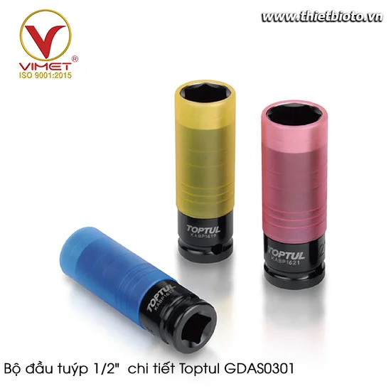 Bộ đầu tuýp 1/2"  chi tiết Toptul GDAS0301