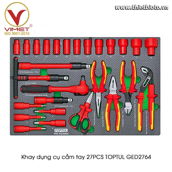 Khay dụng cụ cầm tay cách điện 27 chi tiết TOPTUL GED2764