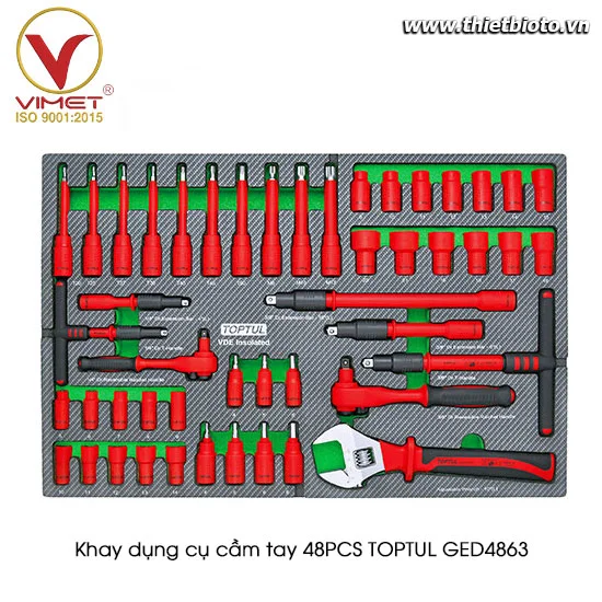 Khay dụng cụ cầm tay cách điện 48 chi tiết TOPTUL GED4863