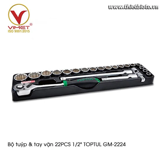 Bộ tuýp & tay vặn 22PCS 1/2" TOPTUL GM-2224