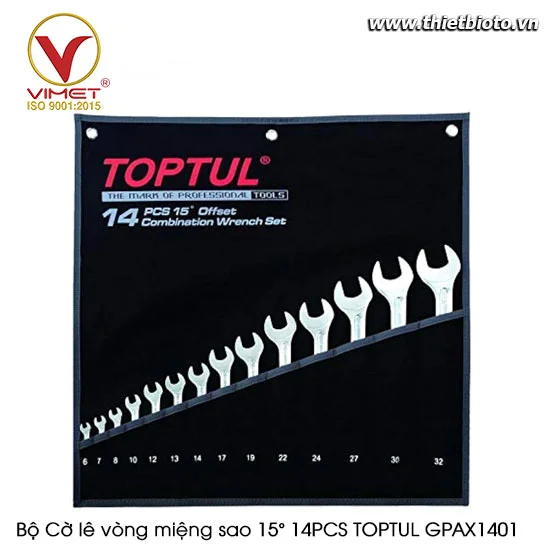 Bộ Cờ lê vòng miệng sao 15° 14PCS TOPTUL GPAX1401