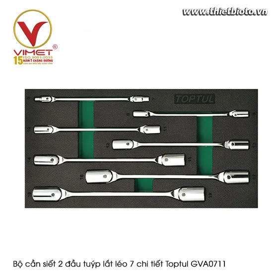 Bộ cần siết 2 đầu tuýp lắt léo 7 chi tiết Toptul GVA0711