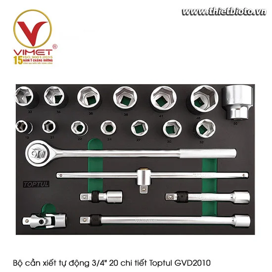 Bộ cần xiết tự động 3/4" 20 chi tiết Toptul GVD2010