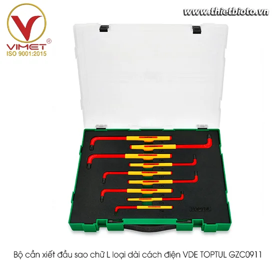 Bộ cần xiết đầu sao chữ L loại dài cách điện VDE TOPTUL GZC0911