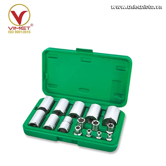 Hộp đầu tuýp Torx Plus® EP 1/4", 3/8" & 1/2" 15pcs TOPTUL GAAI1501