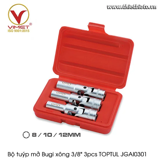 Bộ tuýp mở Bugi xông 3/8" 3pcs TOPTUL JGAI0301