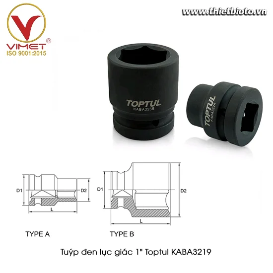 Tuýp đen lục giác 1" TOPTUL KABA3219