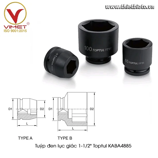 Tuýp đen lục giác 1-1/2" TOPTUL KABA4885