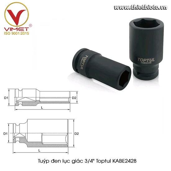 Tuýp đen lục giác 3/4" TOPTUL KABE2428