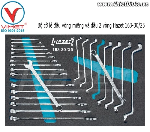 Bộ cờ lê đầu vòng miệng và đầu 2 vòng Hazet 163-30/25