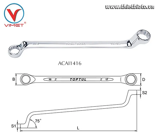 Cờ lê 2 đầu vòng Toptul ACAI1416