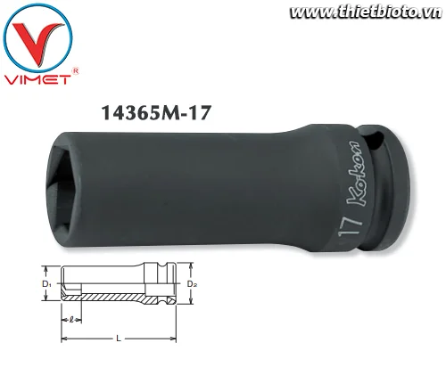 Đầu tuýp lục giác 17mm Koken 14365M-17