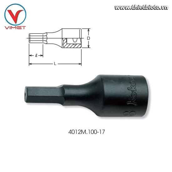 Đầu tuýp mũi lục giác 17mm Koken 4012M.100-17
