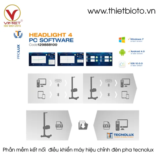 Phần mềm kết nối cài đặt máy tính Headlight 4