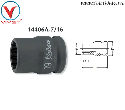 Đầu tuýp bông 7/16 Koken 14406A-7/16