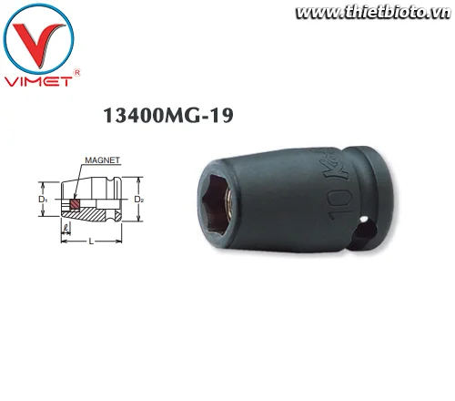 Đầu tuýp lục giác từ tính 19mm Koken 13400MG-19