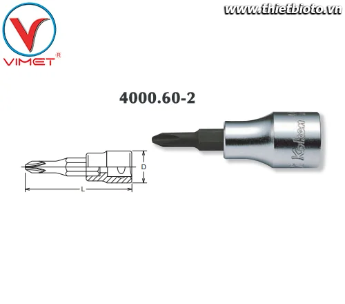 Đầu tuýp mũi vít bake PH2 Koken 4000.60-2